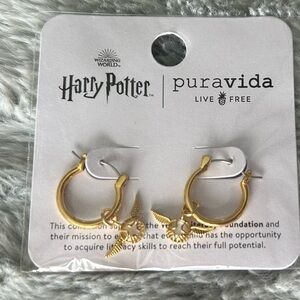 Pura Vida Harry Potter Golden Snitch Earrings, NEW